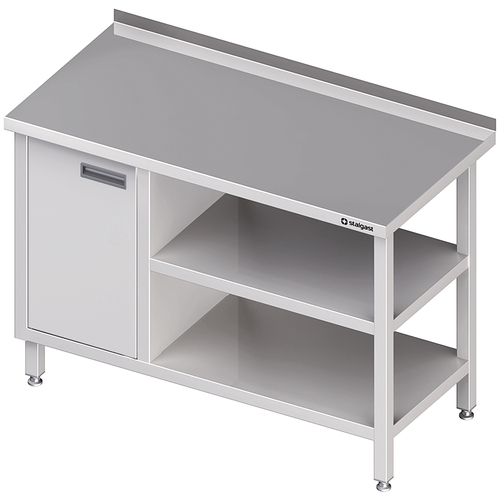 Stół przyścienny z szafką (L),i 2-ma półkami 1100x600x850 mm | Stalgast 980526110