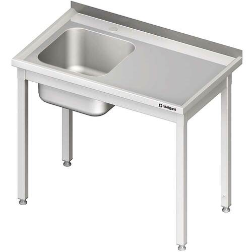 Zlew z ociekaczem z prawej strony, bez półki 1200x600x850 mm skręcany | Stalgast 980666120