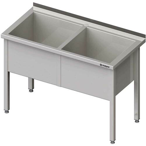 Stół z basenem 2-komorowym spawany 1300x600x850 mm h=400 mm | Stalgast 981386130