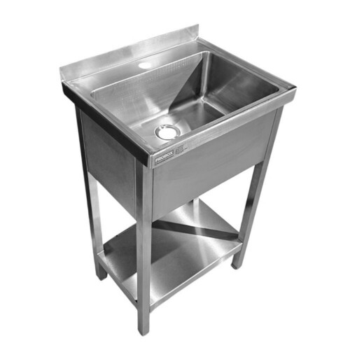 Zlew nierdzewny gastronomiczny Sanepid stojący z półką, solidny, głęboki | PROBOX PX156