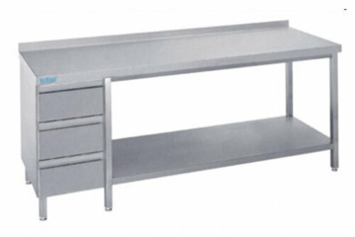 Stół do pracy z półką i blokiem 3 szuflad - 2000x600x850(900)mm - Rilling-Krosno Metal, ATZ0620CS3L0 | Rilling-Krosno...
