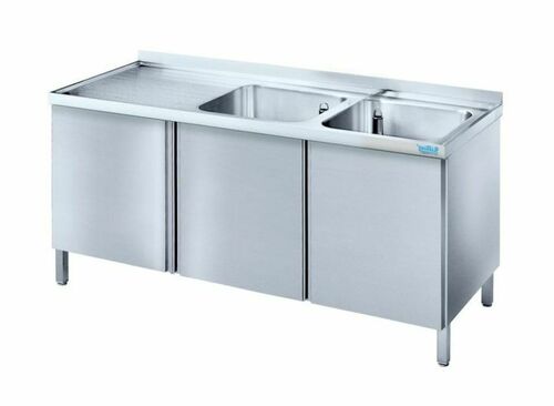 Zlew 2-komorowy (P), z szafkami 1600x700x850(900) mm | Rilling AST0716C2RSF