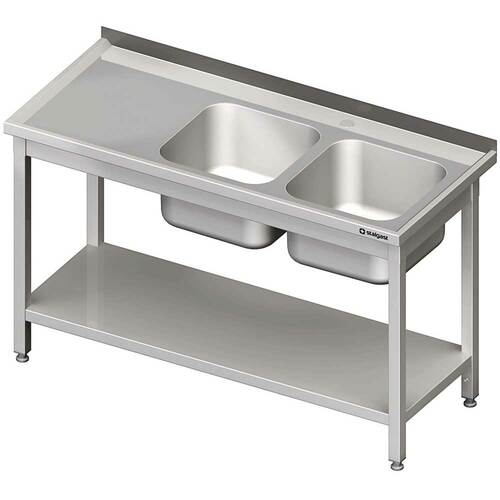 Stół ze zlewem 2-kom.(P),z półką 1700x600x850 mm spawany | Stalgast 980826170S