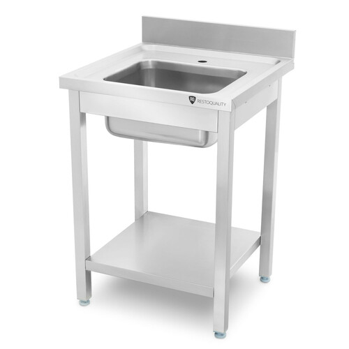 Zlew ze stali nierdzewnej z półką 600×600×850 mm skręcany | Resto Quality RQMSP1Z6060P