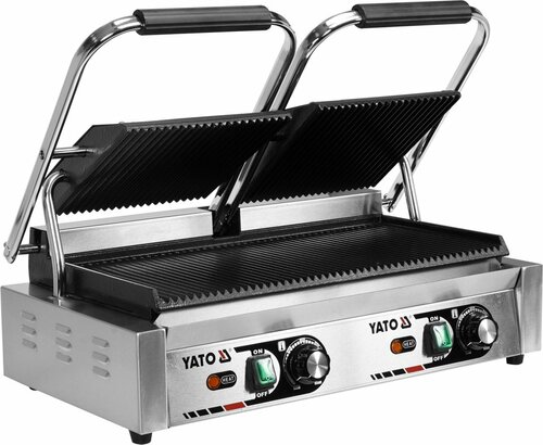 Podwójny grill kontaktowy ryflowany 58 cm, 3,6KW | Yato Gastro YG-04560
