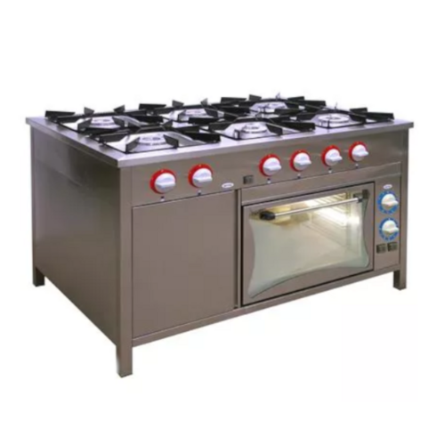 EGAZ Trzon gazowy 6-palnikowy z piekarnikiem elektrycznym 1300x700x850 mm | Egaz TG-6737/PKE-1
