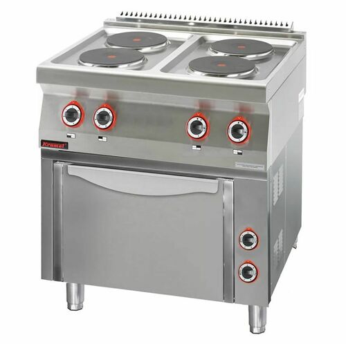 Kuchnia elektryczna z piekarnikiem elektrycznym 4x2,6kW + 6,5kW (piekarnik) | Kromet 700.KE-4/PE-2