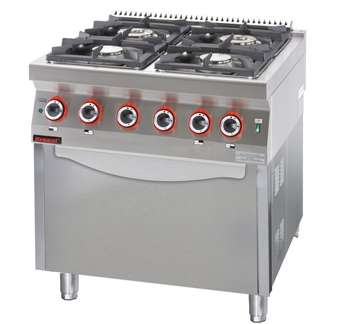 Profesjonalna kuchnia gazowa z piekarnikiem elektrycznym | Kromet 700.KG-4/PE-2