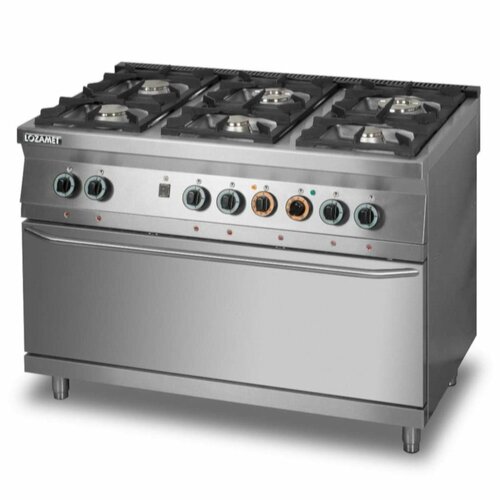 Kuchnia gazowa 6-palnikowa z piekarnikiem elektrycznym 3xGN1/1 | Lozamet L900.KG6 PE max