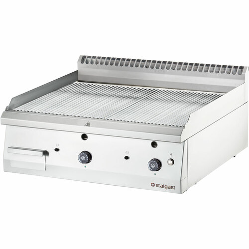 Płyta grillowa profesjonalna gazowa, ryflowana, 13 kW, G30, chrom | Stalgast 9737230
