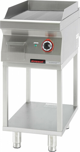 Płyta grillowa ryflowana chromowana 400mm 4,8kW na podstawie szkieletowej | Kromet 700.PBE-400R.T