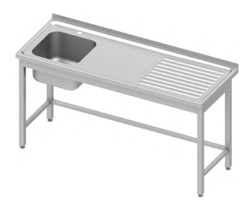 Stół nierdzewny 1-komorowy (L) z ociekaczem 1800x600x850 mm | Stalgast 983826180