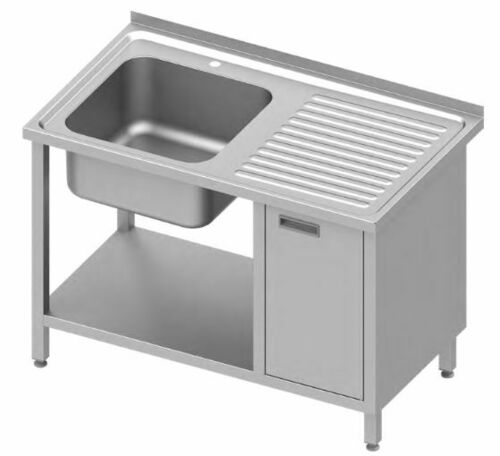 Stół nierdzewny ze zlewem (L) i szafką 1800x700x850 mm | Stalgast 9810917180