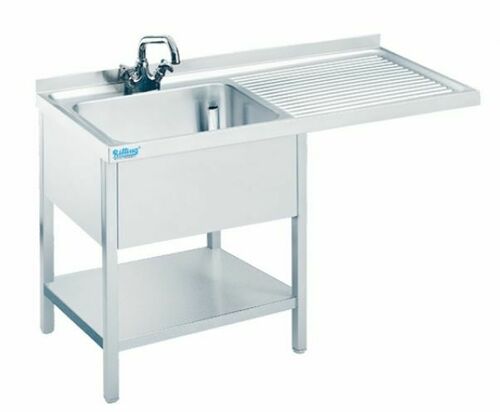 Stół ze zlewem (P) i wydłużonym ociekaczem 1200x600x850(900) mm | Rilling ASTC612C1RTZ