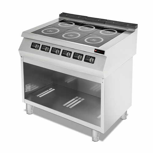 Indukcja do gastronomii | 6-palnikowa | 21 kW | 400V | podstawa otwarta | linia 900 | RQ.PLS.9IND030