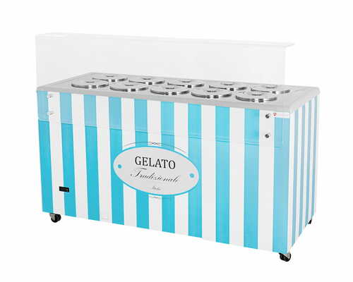 Dystrybutor do lodów | witryna do lodów | konserwator | retro | 10 tub | okrągłe kuwety | 1503x670x895 mm | GELATO POZETTI...