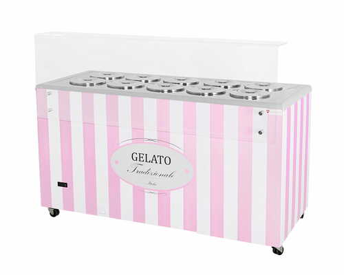 Dystrybutor do lodów | witryna do lodów | konserwator | retro | 10 tub | okrągłe kuwety | 1503x670x895 mm | GELATO POZETTI...