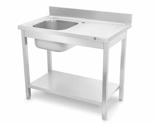 Stół ze zlewem 1-komorowym | z półką | 1000x600x850 mm | spawany