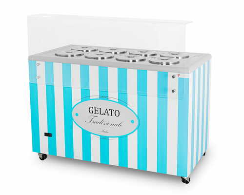 Dystrybutor do lodów | witryna do lodów | konserwator | retro | 8 tub | okrągłe kuwety | 1283x670x895 mm | GELATO POZETTI...