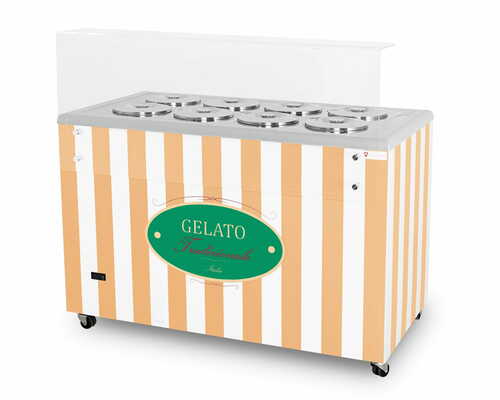 Dystrybutor do lodów | witryna do lodów | konserwator | retro | 8 tub | okrągłe kuwety | 1283x670x895 mm | GELATO POZETTI...
